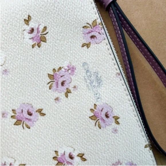 Coach Corner Zip Wristlet With Floral Print # CAL72 - Picture 3 of 6